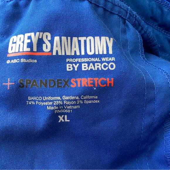 Grey’s ANATOMY BY BARCO Spandex Stretch Royal Blue Scrub Bottom Size XL - Picture 4 of 5